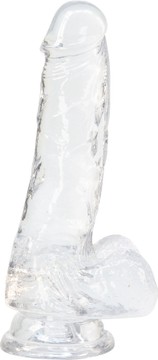 Фалоімітатор ADDICTION Crystal Clear Dildo with Balls 7" (17,8 см) - фото