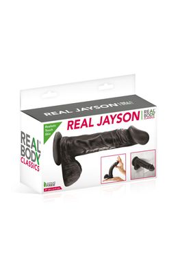 Чорний фалоімітатор на присосці Real Body Real Jayson (21 см) - фото