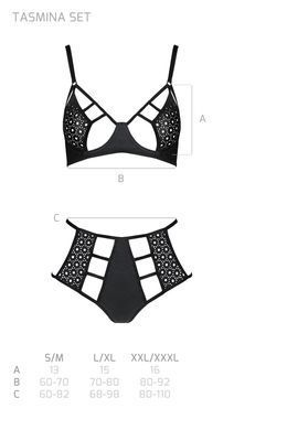 Комплект білизни Passion TASMINA SET black S/M - фото