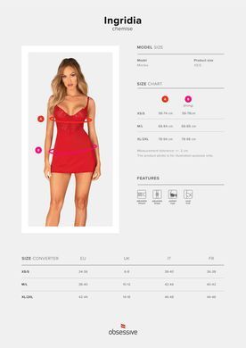 Сорочка и трусики Obsessive Ingridia chemise & thong XL/2XL
