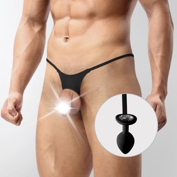 Труси чоловічі з силіконовою анальною пробкою L Art of Sex Joni plug panties size L Black XS-2XL - фото