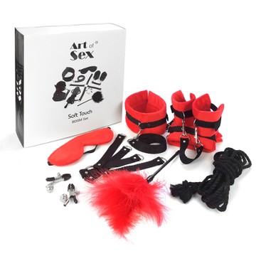 Art of Sex Soft Touch BDSM Set - набір БДСМ 9 предметів червоний - фото