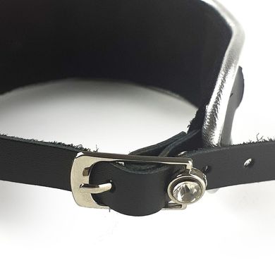Ошейник кожаный со стразами и кольцом Art of Sex Collar Ring - фото