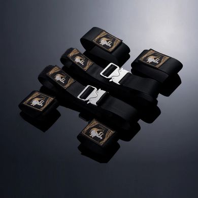 БДСМ набор для фиксации к стулу UPKO с ремнями и манжетами черный - фото