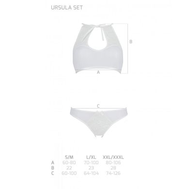 Комплект бра та трусики з доступом Passion Ursula Set white S/M - фото