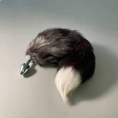 Анальна пробка лисячий хвіст (2,8 см) Alive Black And White Fox Tail S (пом'ята упаковка)