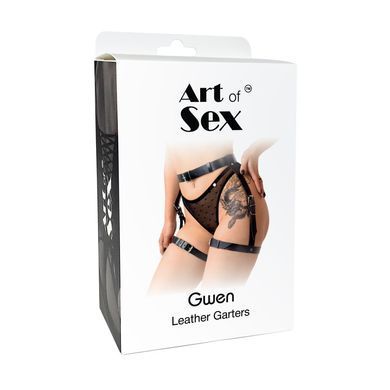 Гартери на ноги з натуральної шкіри Art of Sex Gwen XS-2XL червоні
