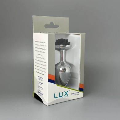 Анальная пробка со стразом (3,3 см) и вибропулей Lux Active Rose черная - фото