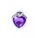 Анальна пробка з кристалом Boss Silver Heart PLUG Purple S (2,7 см) (недоліки лакового покриття) - фото товару