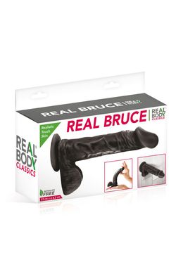 Чорний рельєфний фалоімітатор Real Body Real Bruce (23 см) - фото