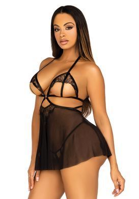 Сорочка та трусики Leg Avenue Lace and mesh babydoll & panty Black S