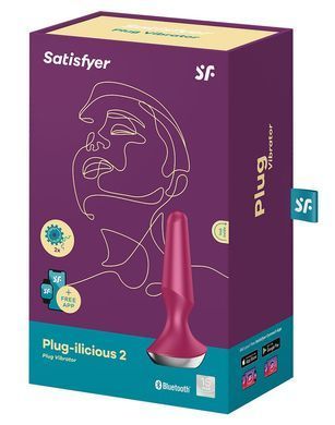 Анальная смарт-вибропробка Satisfyer Plug-ilicious 2 Berry 3 см - фото