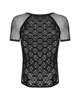 Мужская полупрозрачная футболка с орнаментом Obsessive T102 T-shirt S/M/L черная