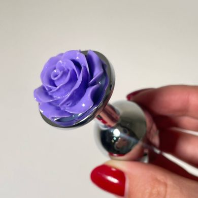 Анальна пробка зі стразом та вібропулею Lux Active Rose фіолетовий (2,8 см) - фото