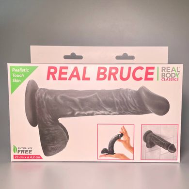 Черный рельефный фаллоимитатор Real Body Real Bruce (23 см) - фото