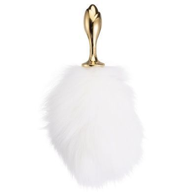 Анальная пробка с хвостиком 2,2 см LOCKINK SEVANDA White Bunny-Tail Anal Rose-shape Plug