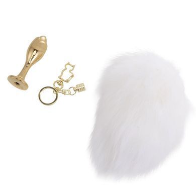 Анальная пробка с хвостиком 2,2 см LOCKINK SEVANDA White Bunny-Tail Anal Rose-shape Plug