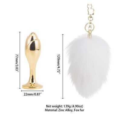 Анальная пробка с хвостиком 2,2 см LOCKINK SEVANDA White Bunny-Tail Anal Rose-shape Plug