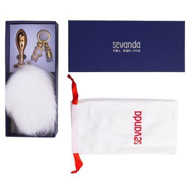 Анальная пробка с хвостиком 2,2 см LOCKINK SEVANDA White Bunny-Tail Anal Rose-shape Plug