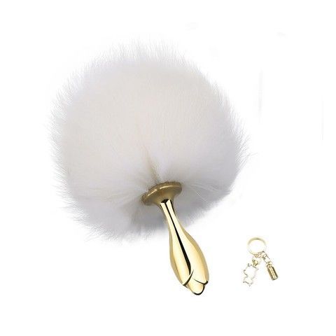 Анальная пробка с хвостиком 2,2 см LOCKINK SEVANDA White Bunny-Tail Anal Rose-shape Plug