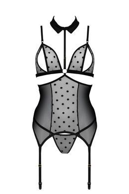 Корсет с подвязками и трусики Passion DOMINICA CORSET black S/M