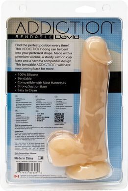 Фалоімітатор ADDICTION DAVID 8" Bendable Silicone Dong (20,3 см) - фото