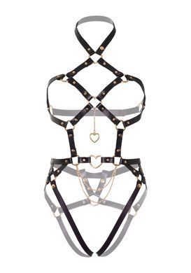 Портупея на тело Leg Avenue Heart ring harness teddy Black S