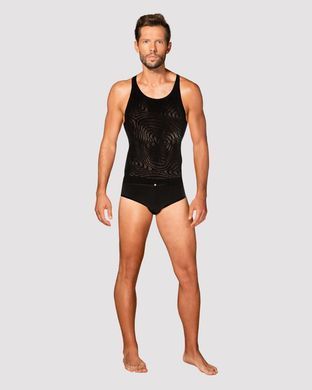 Чоловіча напівпрозора майка-борцовка з візерунком Obsessive T103 tank top S/M/L чорна