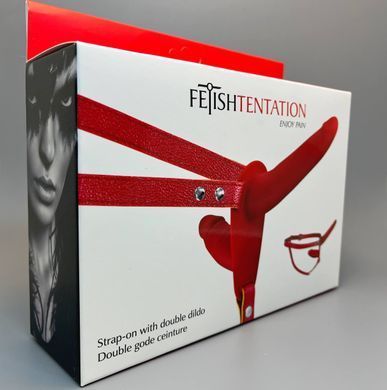 Подвійний страпон червоний Fetish Tentation Strap-On with Double Dildo - фото