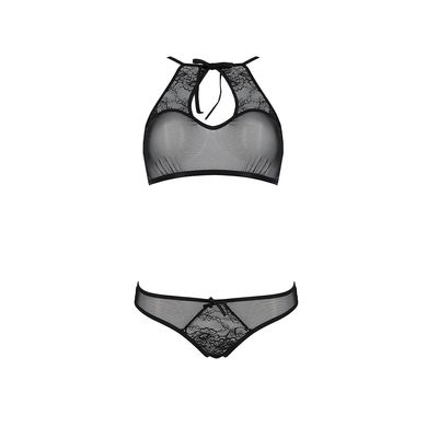 Комплект бра та трусики з доступом Passion Ursula Set black L/XL - фото