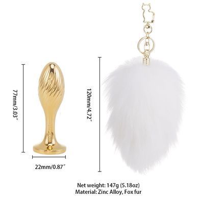 Анальная пробка с хвостиком 2,2 см LOCKINK SEVANDA White Bunny-Tail Anal Pear-shape Plug