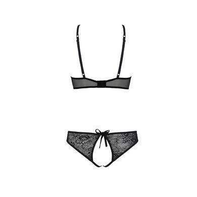 Комплект бра та трусики з доступом Passion Ursula Set black L/XL - фото