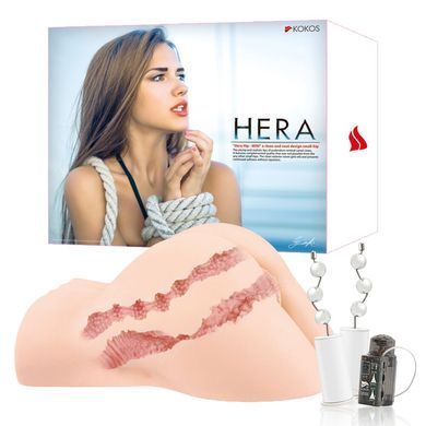 Мастурбатор напівторс з вібрацією вагіна та анус Kokos Hera Hip Real 2WayPlus - фото