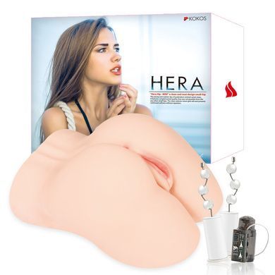 Мастурбатор напівторс з вібрацією вагіна та анус Kokos Hera Hip Real 2WayPlus - фото