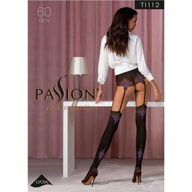 Колготки с эффектом чулок на подвязках Passion TI112 nero-violet (60/20 den) 1/2 - фото
