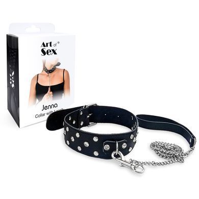 Ошейник с поводком и заклепками Art of Sex Jenna Collar with Leash - фото