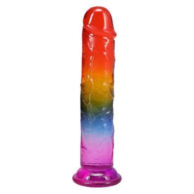 Фалоімітатор Doc Johnson Crystal Jellies 8,5 Inch Dong Rainbow 21,6 см - фото
