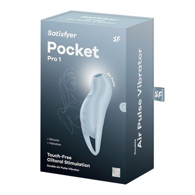 Satisfyer Pocket Pro 1 Blue – вакуумний кліторальний вібратор - фото