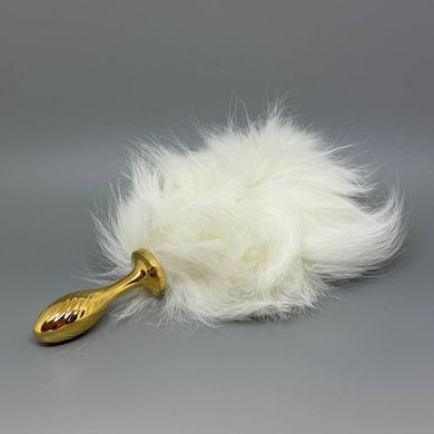 Анальная пробка с хвостиком 2,2 см LOCKINK SEVANDA White Bunny-Tail Anal Pear-shape Plug