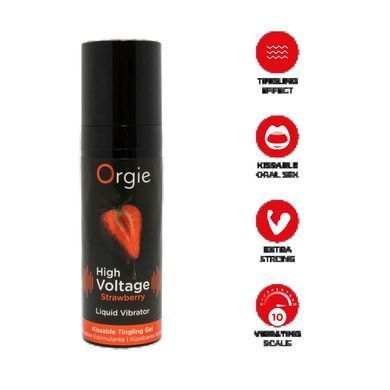 Рідкий вібратор Orgie High Voltage Strawberry Висока напруга зі смаком полуниці 15 мл - фото
