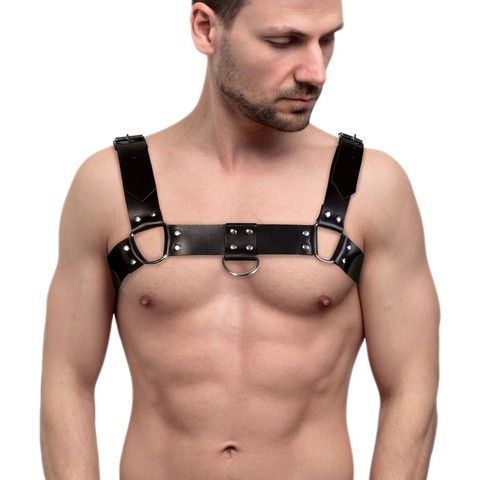 Чоловіча портупея шкіряна Feral Feelings Bulldog Harness Black чорна