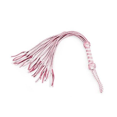 Флоггер кожаный Liebe Seele White & Pink Leather Whip - фото