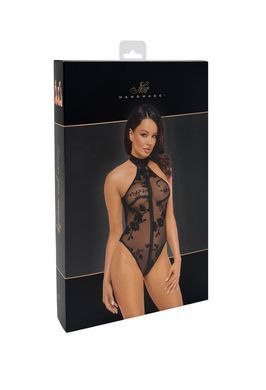 Боді Noir Handmade F314 Ego flocked mesh halter bodysuit S