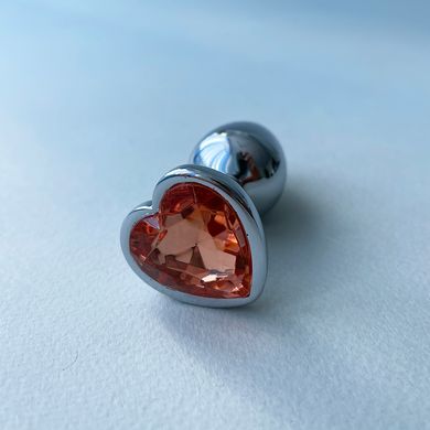 Анальная пробка сердечко с оранжевым кристаллом (2,8 см) - фото