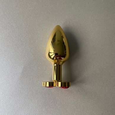 Золотая анальная пробка клевер со стразом (2,8 см) - фото
