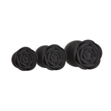 Набор анальных пробок (3,5; 4; 4,5 см) BMS Roses Til&rsquo; Dawn Silicone Anal Plug Kit Starter Kit Black (повреждена упаковка) - фото