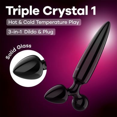 Тристоронній скляний дилдо Satisfyer Triple Crystal 1 Black - фото