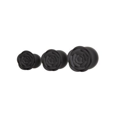 Набор анальных пробок (3,5; 4; 4,5 см) BMS Roses Til&rsquo; Dawn Silicone Anal Plug Kit Starter Kit Black (повреждена упаковка) - фото