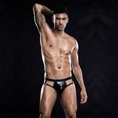 Трусы мужские лаковые с открытой попой JSY One Size черные