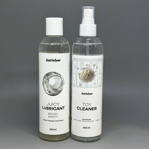 Набор Satisfyer Анальная смазка Juicy Lubricant Boogy Booty (300 мл) + спрей-дезинфектор (300 мл)